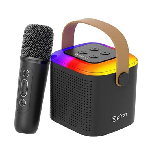 LX INDIA speaker Black pTron Fusion Tunes 10W Mini Bluetooth Speaker with Wireless Karaoke Mic