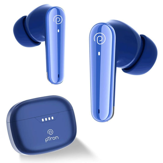 LX INDIA EarBuds Blue pTron Newly Launched Bassbuds Prism TWS Earbuds with 3D AudioScape, 45Hrs Playtime