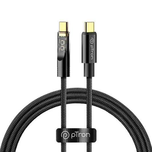 LX INDIA Jet black pTron Solero 80W Type-C to Type-C Fast Charging USB Cable