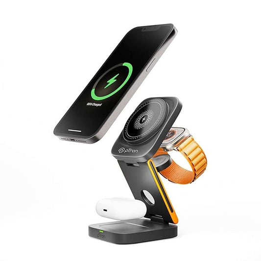 LX INDIA wireless charger pTron Volta Pro 3-in-1 23W Wireless Charger (Black)