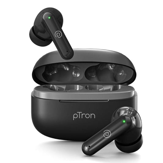 LX INDIA Earbuds pTron Zenbuds X1 TWS Earbuds-4 QuadPro Mics (Jet Black)