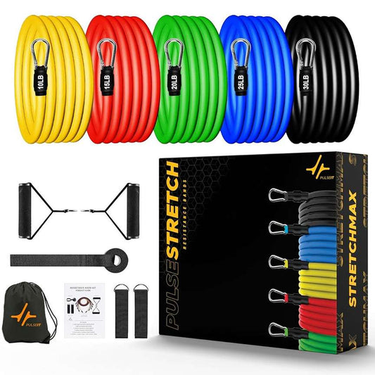 LX INDIA Health & Fitness Resistance Bands PulseStretch 11Pcs Resistance Bands Set for Exercise
