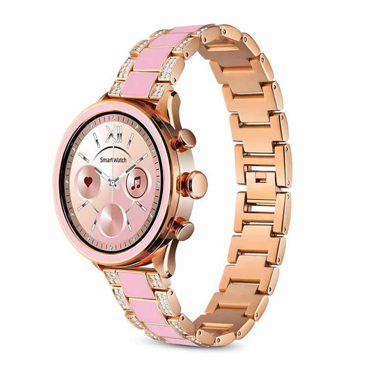 LX INDIA Smart Watch PunnkFunnk GEN 11 Amoled Display Luxury Stainless Steel Smart Watch for Women Pink