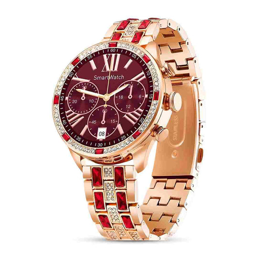 LX INDIA Smart Watch Red PunnkFunnk GEN 12 Biggest Display Luxury Stainless Steel Smart Watch for Women