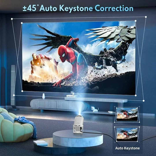 LX INDIA Projector Punnkk HY300 Freestyle 4500 Im 1080P Android12 WiFi6 BT5.0 4K 2K HD180 Degre Rotation AutoKeystone 1GB/16GB Compatible with HDMI/USB/Audio Out