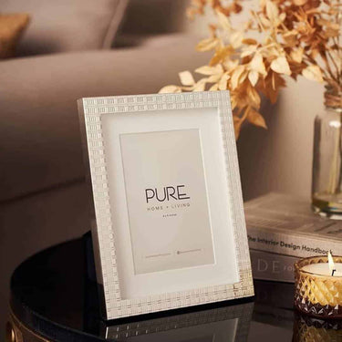 LXINDIA photo frame Pure Home and Living Aluminium Rectangle Check Photo Frame Size 4 X 6 Inches Silver