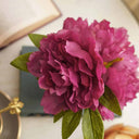 LXINDIA Plants Pure Home  Living Pink Artificial Peony with Glass Vase Plastic