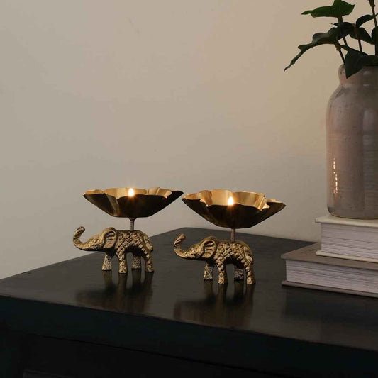 LX INDIA Candle Holders PURESTORY Candle Holder, Candle Holder Elephant ,Pack of 2