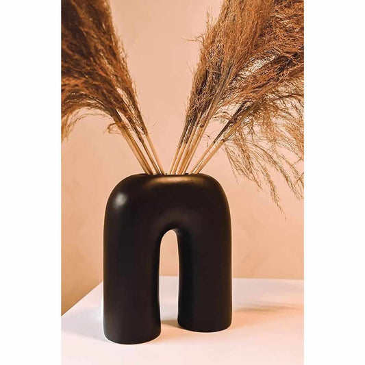 LX INDIA vases Purezento Beautiful Ceramic Decorative Oslo Vases  (Black Single Vase)