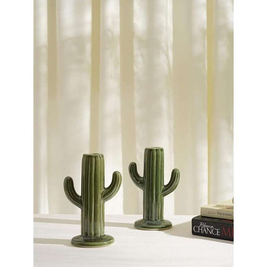 LX INDIA vases Purezento Ceramic Cactus Vase Decor Showpiece Flower Vase Set of 2