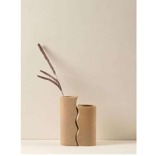 LX INDIA vases Purezento Sisal Matt Color Ceramic Flower Vase Decor Showpiece Set of 2