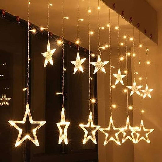 LX INDIA lights Quace 12 Stars Curtain String Lights - Warm White