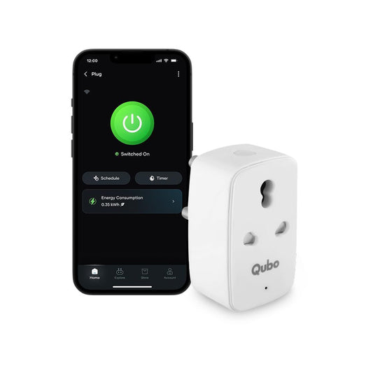 LX INDIA Smart WiFi Plug QUBO 16A Wifi + BT Smart Plug from Hero Group, Energy Monitoring, Suitable for large appliances like ACs, Geysers & Water Pumps