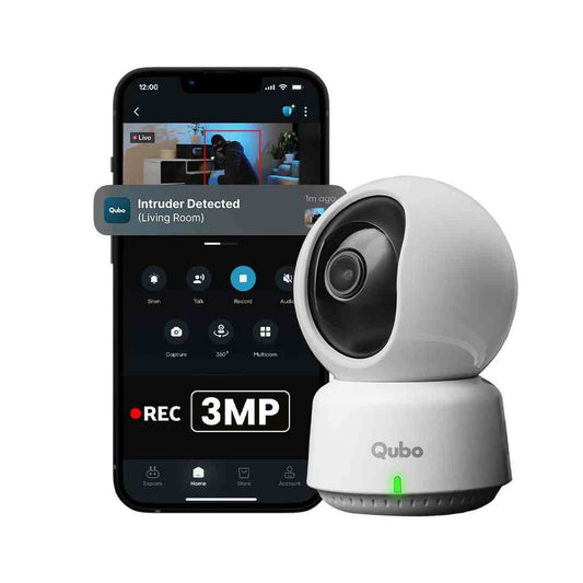 LX INDIA wifi cctv camera Qubo Smart 360° 3MP [2K] Wi-Fi Security Camera by Hero Group | Indoor CCTV Cam for Home