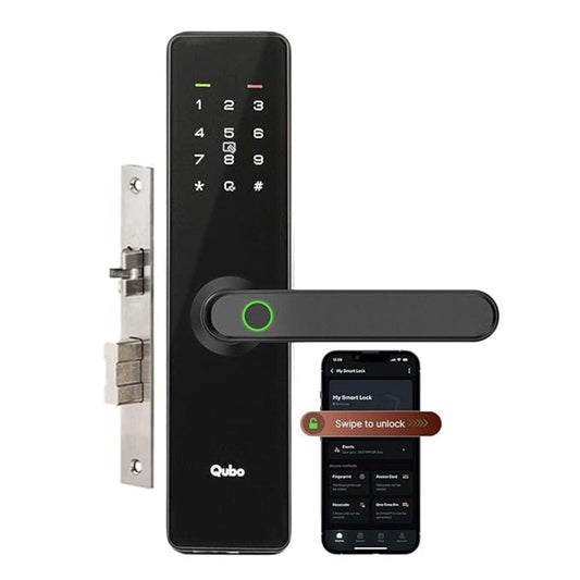 LX INDIA Smart Lock QUBO Smart Door Lock Essential (2025 Edition) from Hero Group(Black)