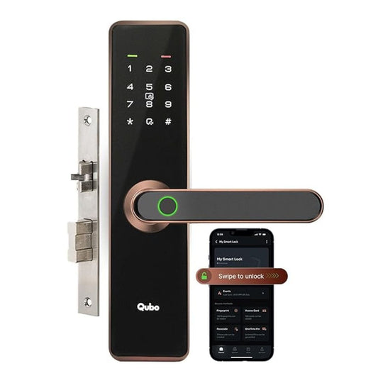 LX INDIA Smart Lock QUBO Smart Door Lock Essential (2025 Edition) from Hero Group(Copper)