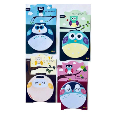 LX INDIA Sticky Notes R H lifestyle 300 Sheets Owl Round Shape Sticky Notes Pack of 4