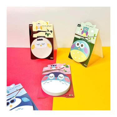 LX INDIA Sticky Notes R H lifestyle 300 Sheets Owl Round Shape Sticky Notes Pack of 4