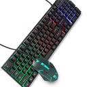 LXINDIA Keyboard and Mouse Combo RAEGR RapidGear X30 Wired Rainbow Backlight Keyboard and 1200 dpi Mouse Set Combo