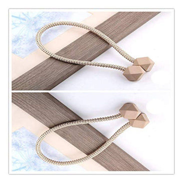 LX INDIA Curtain Tiebacks RAMCHA Hexa Polyester and Magnet Curtain Tiebacks(Medium, Beige), Set of 2 Pieces