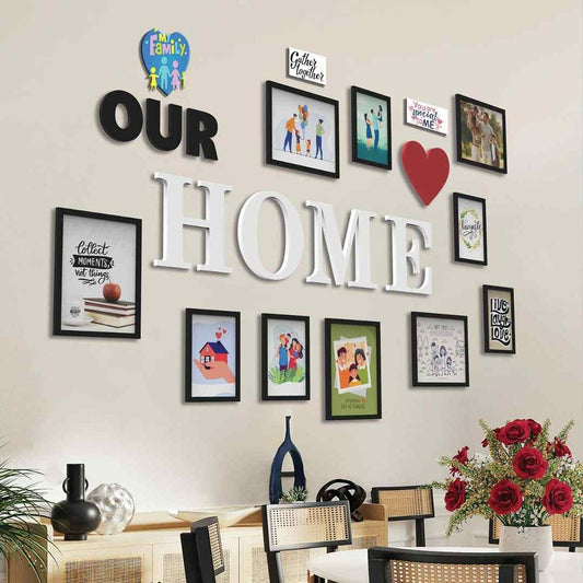 LX INDIA photo frame RANDOM Photo Frame For Wall Set of 10 3D Collage photo frames with OUR HOME