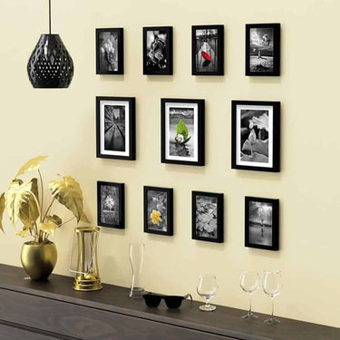 LXINDIA photo frame RANDOM Synthetic Photo Frame Set For Wall (11 Individual Photo Frames Black)