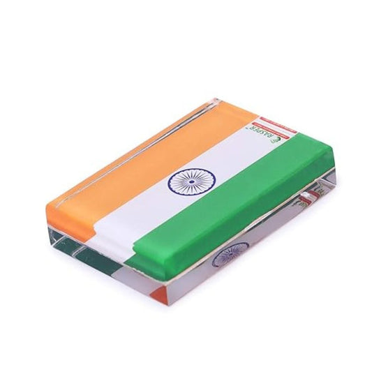 LX INDIA National Flag Rasper Tricolor Indian Flag  Acrylic Paper Weight  (3x2 Inches)