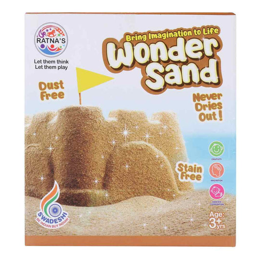 LX INDIA Beach Toys RATNA'S Wonder Sand 500g Smooth Sand for Kids with One Big Mould (Brown)