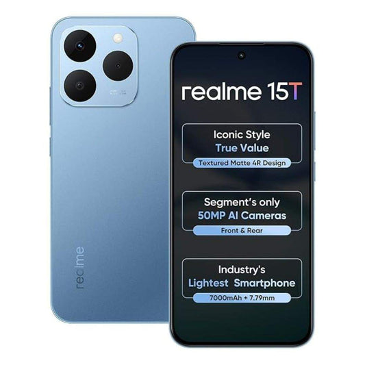 LX INDIA Mobile Phones realme 15T 5G Smartphone 8GB 256GB Silk blue