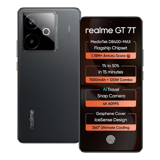 LX INDIA Mobile Phones Realme GT 7T (IceSense Black,8GB+256GB)
