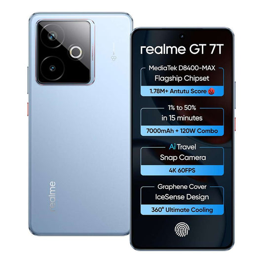 LX INDIA Mobile Phones Realme GT 7T (Icesense Blue,12GB+256GB)