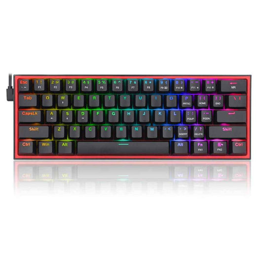 LX INDIA Keyboards Redragon K617 Fizz 60% Wired RGB Gaming Keyboard, 61 Keys Compact Mechanical Keyboard, (Linear RED Switch) - Black