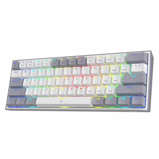 LX INDIA Keyboards Redragon K617 Fizz 60% Wired RGB Gaming Keyboard - White and Grey