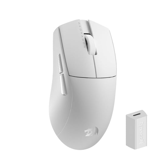 LX INDIA Mice White Redragon M916 PRO 3-Mode Wireless Gaming Mouse, Hype-Speed 4K Polling Rate, 49G Ultra-Light 26K DPI Gamer Mouse