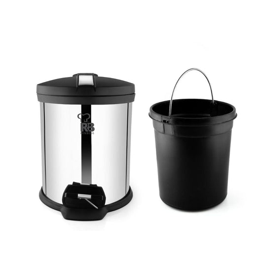 LX INDIA Bin Renberg Stainless Steel Round Pedal Dustbin 5 L Capacity Silver