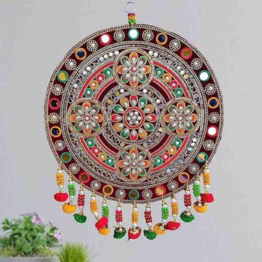 LXINDIA Wall Hanging REPTUM DECOR Velvet Traditional Round Floral Design Diwali Decoration Wall hanging