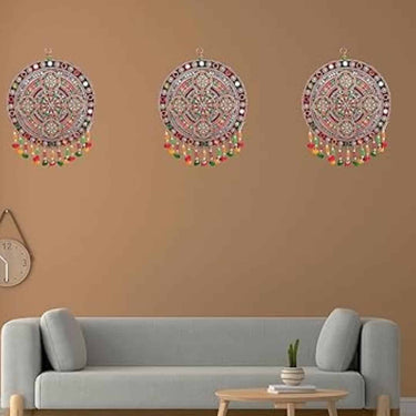 LXINDIA Wall Hanging REPTUM DECOR Velvet Traditional Round Floral Design Diwali Decoration Wall hanging