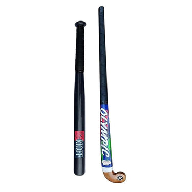 LXINDIA Hockey Kit Rioff® Hockey Stick With Baseball bat Heavy Duty (Black basebat Olypic Hockey)