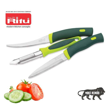 LXINDIA peeler Ritu Stainless Steel Knife and Peeler Set, Green