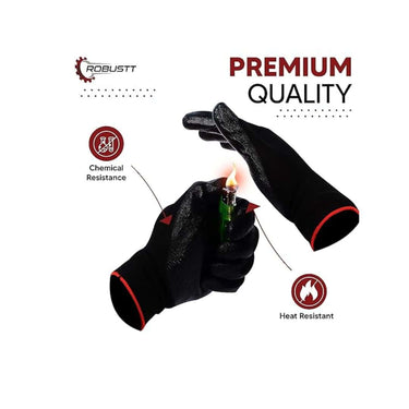 LXINDIA Gloves Robustt Nylon Nitrile Coated Industrial Safety Hand Gloves Pack of 5