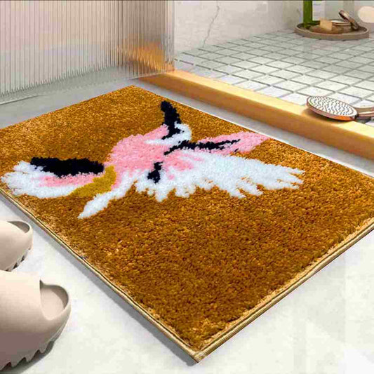 LX INDIA bath mat Roseate Bird Super Soft Bath Mat (Beige) (Pack of 1)