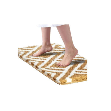 LXINDIA mats Roseate Egyptian Super Soft (40x60 cm) Microfibre Bath Mat (Beige) Pack of 1