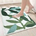 LXINDIA mats Roseate Leaves Super Soft Mat (40x60 cm) White &amp; Green