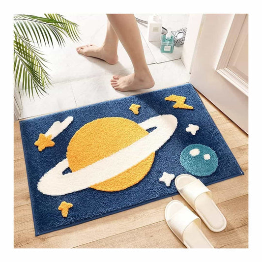 LXINDIA mats Roseate Space Super Soft (40x60 cm) Microfiber (Dark Blue)