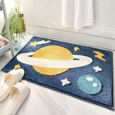 LXINDIA mats Roseate Space Super Soft (40x60 cm) Microfiber (Dark Blue)