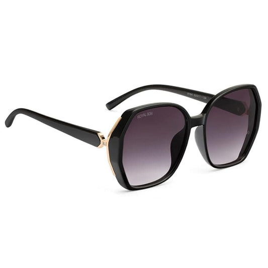 LX INDIA Sunglasses ROYAL SON Oversized Women UV Protected Sunglasses (Black Frame)
