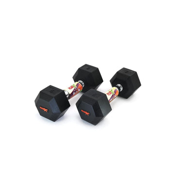 LX INDIA Dumbbells RUBX Rubber Coated Professional Exercise Hex Dumbbells (Pack Of 2) 5 Kg X 2Pc (Total = 10 Kg), Silver