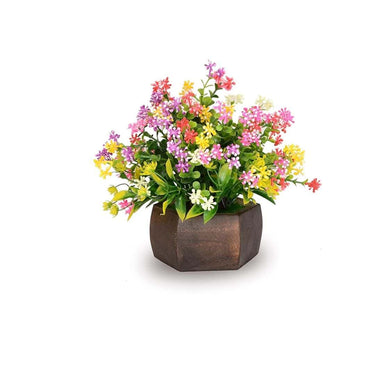 LXINDIA Plants S Biv Artificial Flowers for Decoration with Wood Hexagon Pot