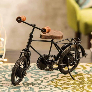 LXINDIA Show Piece S Rock Handicrafts Wood Miniature of Metal Cycle Bicycle Showpiece (Black)