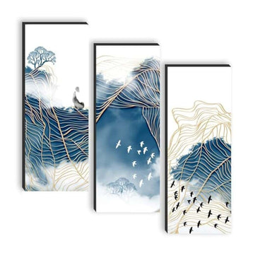 LXINDIA photo frame SAF paintings set of 3 Tree And Birds self adeshive wall paintin SANF SJ161